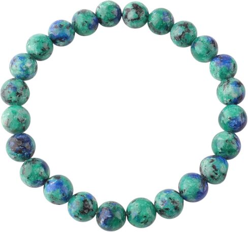 Anagha Jewels أحجار كريمة طبيعية مصنوعة يدويًا أحجار كريمة شبه ثمينة 8 مم خرز دائري قابل للتمدد 7.5 بوصة للجنسين، طاقة كريستال شاكرا ريكي للشفاء سوار مرن in Kuwait