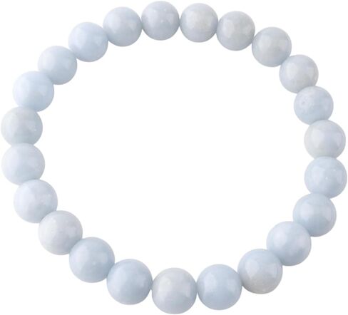 Anagha Jewels أحجار كريمة طبيعية مصنوعة يدويًا أحجار كريمة شبه ثمينة 8 مم خرز دائري قابل للتمدد 7.5 بوصة للجنسين، طاقة كريستال شاكرا ريكي للشفاء سوار مرن in Kuwait
