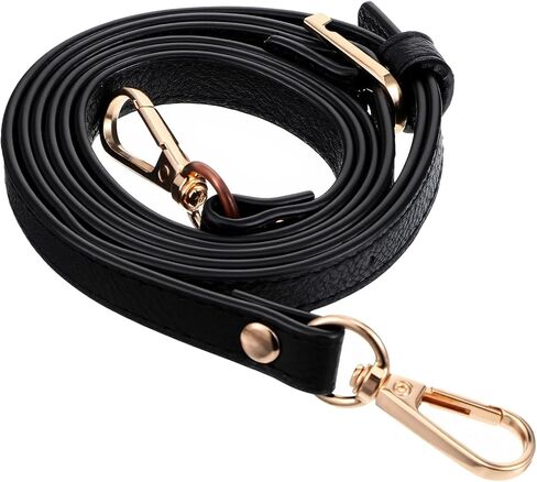 Black Purse Straps Replacement,41-47 in Adjustable Crossbody Bag Strap,0.47in Width Leather Strap with Gold Metal Swivel Hooks for Shoulder Bag Handbag Purse in Saudi Arabia