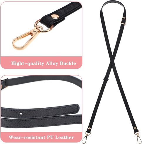 Black Purse Straps Replacement,41-47 in Adjustable Crossbody Bag Strap,0.47in Width Leather Strap with Gold Metal Swivel Hooks for Shoulder Bag Handbag Purse in Saudi Arabia