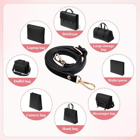 Black Purse Straps Replacement,41-47 in Adjustable Crossbody Bag Strap,0.47in Width Leather Strap with Gold Metal Swivel Hooks for Shoulder Bag Handbag Purse in Saudi Arabia