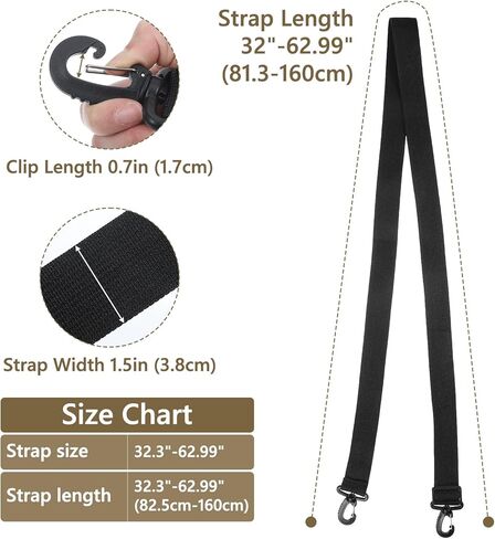 2PCS Adjustable Shoulder Straps for Bags, 63in/160cm Purse Straps Replacement Crossbody, Wide Crossbody Bag Strap for Duffle Briefcase Messenger Bags (Black) in Saudi Arabia