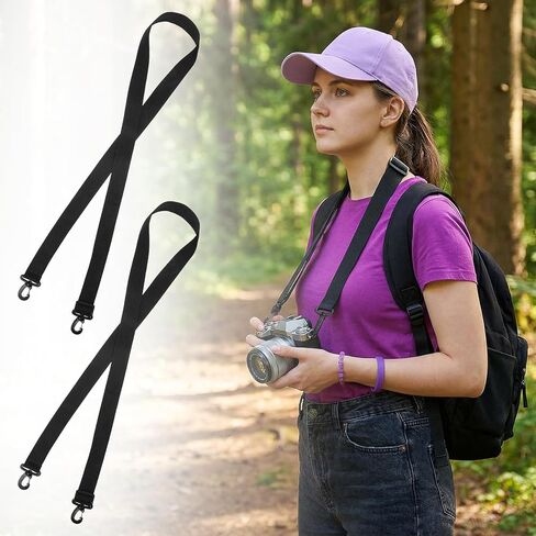 2PCS Adjustable Shoulder Straps for Bags, 63in/160cm Purse Straps Replacement Crossbody, Wide Crossbody Bag Strap for Duffle Briefcase Messenger Bags (Black) in Saudi Arabia