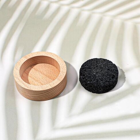 Lava Rock Diffuser, Sauna Accessories Small Lava Rock Diffuser with Natural Beechwood Base for Sauna Passive Diffusers Essential Oil Diffusers for Bathroom Home Office Bedroom as Friend Gifts in Saudi Arabia
