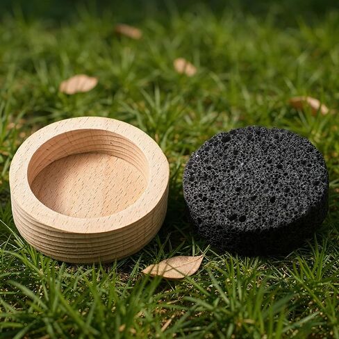 Lava Rock Diffuser, Sauna Accessories Small Lava Rock Diffuser with Natural Beechwood Base for Sauna Passive Diffusers Essential Oil Diffusers for Bathroom Home Office Bedroom as Friend Gifts in Saudi Arabia