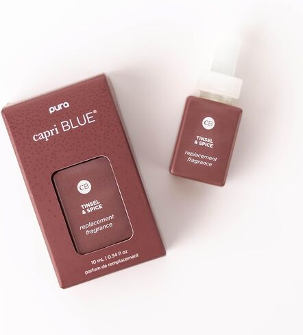 Capri Blue x Pura 4 - Smart Fragrance Diffuser Plug in Kit - Includes 1 Pura Diffuser + 2 Fragrance Refill Vials - Long Lasting Scents - LED Light - 2.4 GHz WiFi Required (Tinsel & Spice + Volcano) in Saudi Arabia
