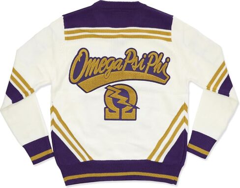 Big Boy Omega Psi/Ψ Phi Divine 9 Mens V-Neck Sweater [Ivory White/Purple] - ID#4282-991-32-0-0 in Saudi Arabia