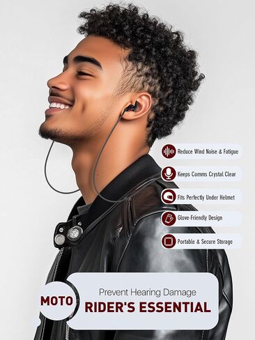 Motorcycle Ear Plugs with Lanyard, Wind Noise Reduction Keep Comms Clear & Comfy Under Helmet, 27dB Reusable Earplugs for Motorbike, Touring, Racing, Riding - 2 Sizes Hearing Protection in Saudi Arabia