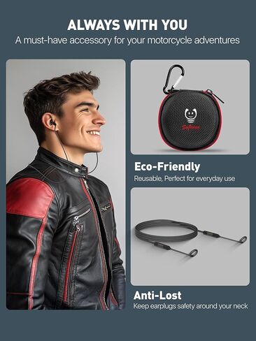 Motorcycle Ear Plugs with Lanyard, Wind Noise Reduction Keep Comms Clear & Comfy Under Helmet, 27dB Reusable Earplugs for Motorbike, Touring, Racing, Riding - 2 Sizes Hearing Protection in Saudi Arabia