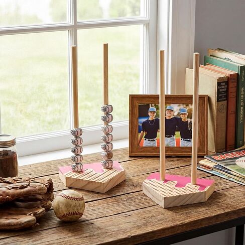 Amyhill 2 Sets Ice Cream Drip Baseball Ring Holder 10 Inch Wooden Softball Championship Ring Display Stand Stacked Storage Organizer Christmas Birthday Gift Ice Cream Drip Baseball Party Decorations in Saudi Arabia