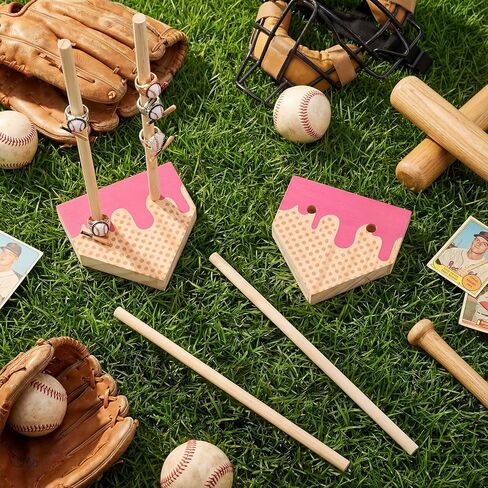 Amyhill 2 Sets Ice Cream Drip Baseball Ring Holder 10 Inch Wooden Softball Championship Ring Display Stand Stacked Storage Organizer Christmas Birthday Gift Ice Cream Drip Baseball Party Decorations in Saudi Arabia