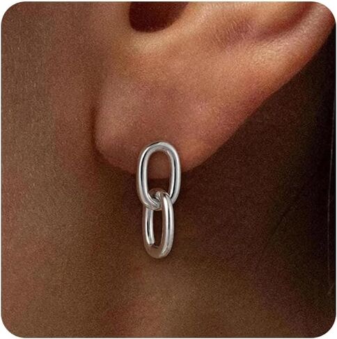 Gold Earrings for Women 14k Plated Gold Statement Drop Dangle Hypoallergenic Trendy Dainty Minimalist Paperclip Link Earrings Jewelry Gifts in Saudi Arabia