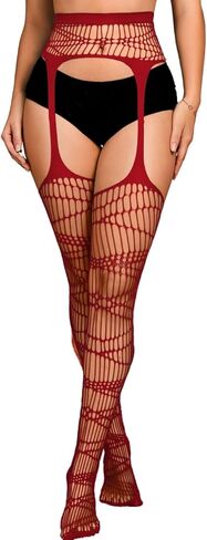 Ripped Tights,Goth Fishnets Stockings With Garter,Punk Rave Outfits For Women Concert in Saudi Arabia