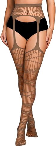 Ripped Tights,Goth Fishnets Stockings With Garter,Punk Rave Outfits For Women Concert in Saudi Arabia