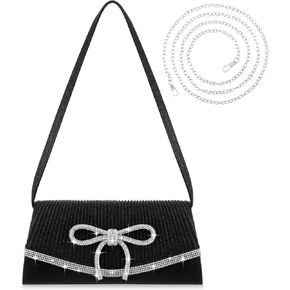 Women's Evening Bag Sparkly Bow Bag with 2 Pcs Straps Valentines Wedding Glitter Rhinestone Party Cocktail Prom in Kuwait