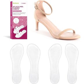 High Heels Cushion Insoles for Women - Bukihome 3/4 Gel Inserts for High-Heeled Shoes, Sandals, Invisible Soft Shoe Pads Prevent Slip, Foot Pain Fatigue Relief, Comfortable Support for Flat Feet (S) in Saudi Arabia