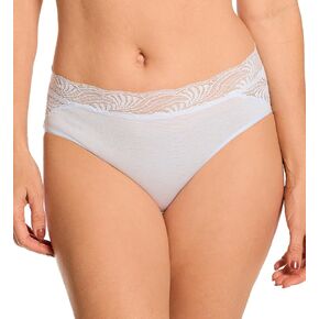 Cotton Hi-Cut Brief with Lace Trim in Sea Breeze by HANRO in Saudi Arabia