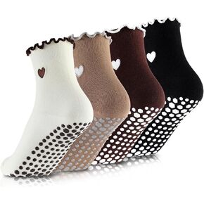 Cute Pilates Socks with Grips for Women, Non Slip Ruffle Yoga Socks for Barre Ballet Barefoot Workout in Saudi Arabia