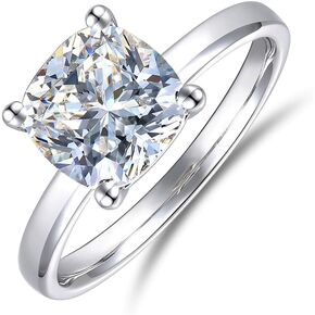 14K White Gold 3.0 CT Cushion Cut Solitaire Moissanite Engagement Ring for Women in Kuwait