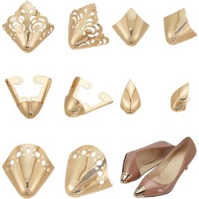 FINGERINSPIRE 10PCS High Heel Toe Protection 5 Styles Light Gold Metal Shoes Pointed Protectors Iron Toe Cap Covers Toe Protectors for Pointed Toe High-Heeled Shoes Shoes Protection Repair Decoration in Saudi Arabia