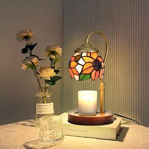 Sunflower Tiffany-Style Candle Warmer Lamp,Handcrafted Stained Glass Home Decor for Living Room, Farmhouse,Wax Melter with LED Bulb.(Sunflower) in Saudi Arabia