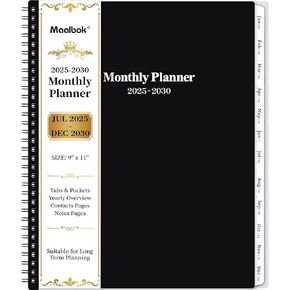 2024-2029 Monthly Planner/Calendar - Jul 2024 - Jun 2029, 5 Year Monthly Planner with Tabs & Celebrity Quotes, 9" x 11", Famous Quotes, Two-Side Pocket, Suitable for Long-Term Planning, Black in Kuwait