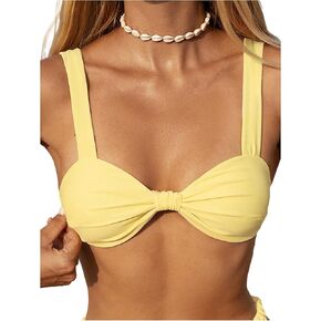 WDIRARA Women's Twist Knot Bikini Top Tie Backless Bathing Suit Tops in Kuwait
