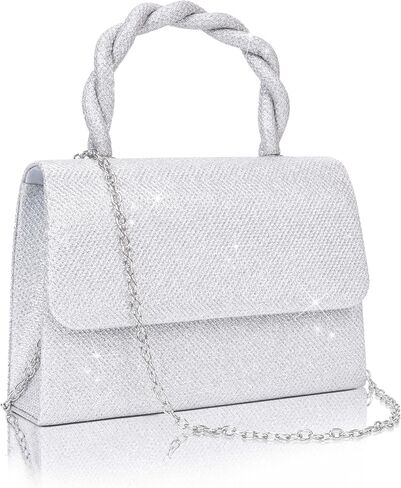 Larcenciel Straw Purses for Women, Summer Woven Top-Handle Evening Handbags w/Bamboo Handle & Chain Strap, Small Boho Beach Clutch Crossbody Party Bags for Wedding Cocktail Prom Vacation,Natural Beige in Kuwait
