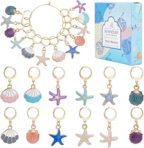 SUNNYCLUE 1 Box 20Pcs Crochet Stitch Markers Cute Ocean Animal Enamel Charms Knitting Stitch Marker Leverback Yarn Stitch Markers Crochet Knitting Counter for Knitting Crocheting Weaving Crafting in Saudi Arabia