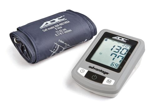جهاز مراقبة ضغط الدم الرقمي الأوتوماتيكي ADC 6021N Advantage مع حقيبة تخزين، تصنيف BHS AA، سوار BP واسع النطاق للبالغين باللون الأزرق الداكن in Kuwait
