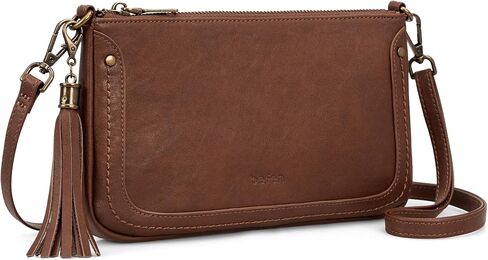 befen Leather Wristlet Wallet for Women, Vintage Leather Crossdody Bag Cell Phone Purses with Built in Wallet Clutch Purse in Saudi Arabia