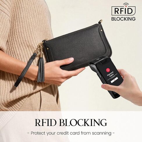 befen Leather Wristlet Wallet for Women, Vintage Leather Crossdody Bag Cell Phone Purses with Built in Wallet Clutch Purse in Saudi Arabia