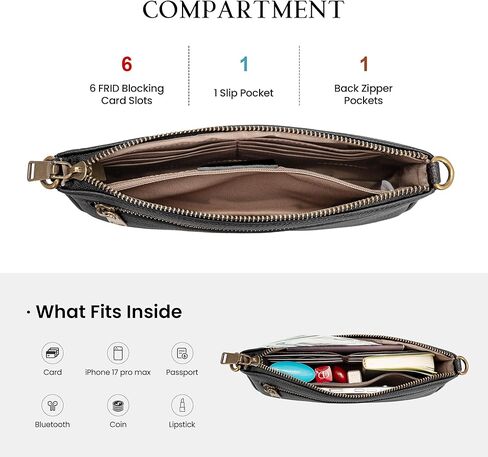 befen Leather Wristlet Wallet for Women, Vintage Leather Crossdody Bag Cell Phone Purses with Built in Wallet Clutch Purse in Saudi Arabia