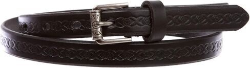 Beltiscool Women's 3/4" (17 mm) Full Grain Leather Embossed Skinny Beveled-Edge Belt in Saudi Arabia