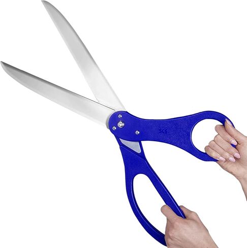 Oversize Ribbon Cutting Ceremony Kit - Large Blue Scissors 25 Inch Gold Satin Ribbon for Grand Opening and Box for Business Opening Special Events Inaugurations in Kuwait