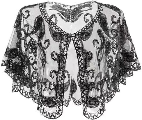 Women's 1920s Flapper Shawl Sequin Beaded Wrap for Evening Dresses, Weddings,Parties Beaded Shawls in Saudi Arabia