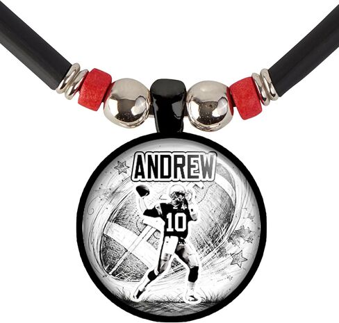 Personalized Football Silhouette Pendant Necklace Custom Player Name & Jersey Number Sports Jewelry Gift for Boys & Girls. in Saudi Arabia
