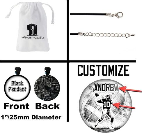 Personalized Football Silhouette Pendant Necklace Custom Player Name & Jersey Number Sports Jewelry Gift for Boys & Girls. in Saudi Arabia