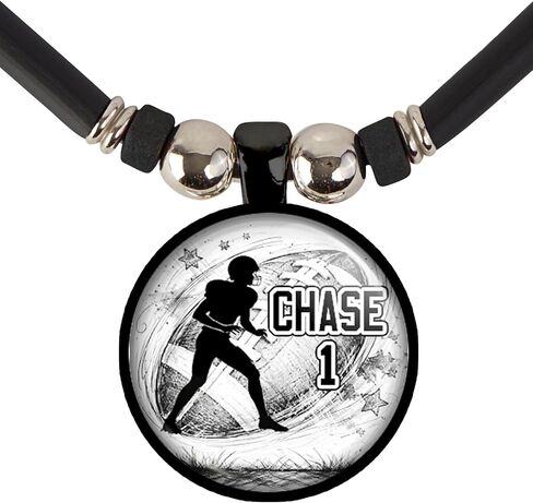 Personalized Football Silhouette Pendant Necklace Custom Player Name & Jersey Number Sports Jewelry Gift for Boys & Girls. in Saudi Arabia