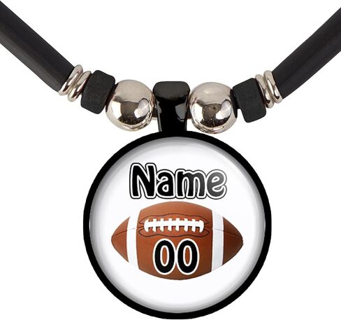 Personalized Football Silhouette Pendant Necklace Custom Player Name & Jersey Number Sports Jewelry Gift for Boys & Girls. in Saudi Arabia