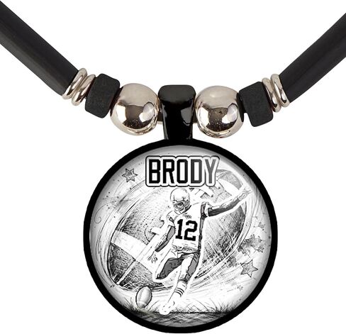 Personalized Football Silhouette Pendant Necklace Custom Player Name & Jersey Number Sports Jewelry Gift for Boys & Girls. in Saudi Arabia