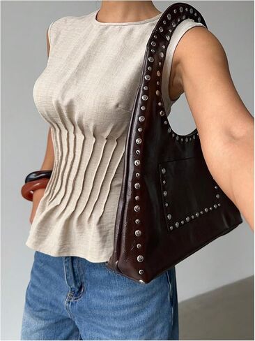 Milumia Women's Linen Tunic Pleated Tank Top Sleeveless Round Neck Blouses Summer Going Out Shirt in Saudi Arabia