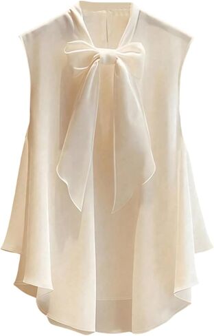 Verdusa Women's Bow Tie Knot Dressy Tops Asymmetrical Flowy Tank Top Brunch Outfits in Saudi Arabia