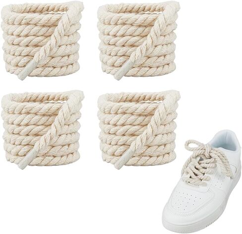 SUPERFINDINGS 4 Pairs Thick Rope Shoelaces 8mm Width Round Shoelace Cotton Shoestring Replacement Shoe Laces Chunky Shoe Lace in Saudi Arabia