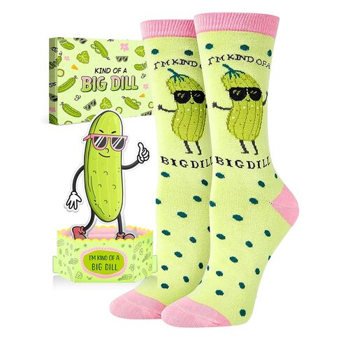 HAPPYPOP Funny Silly Socks for Women - Pickle Pop Up Card Socks, Big Dill Pickle Gifts for Teen Girls in Saudi Arabia