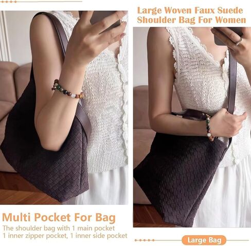 Woven Suede Hobo Bag for Women, Fall Woven Purse Slouchy Shoulder Crossbody Bag, Tote Elegant Handbag Satchel for Work Travel in Saudi Arabia