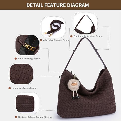 Woven Suede Hobo Bag for Women, Fall Woven Purse Slouchy Shoulder Crossbody Bag, Tote Elegant Handbag Satchel for Work Travel in Saudi Arabia
