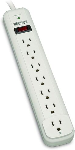 قطاع الطاقة Tripp Lite 7 Outlet Surge Protector، سلك طويل جدًا بطول 12 قدمًا، أسود، وتأمين بقيمة 25,000 دولار (TLP712B) in Kuwait