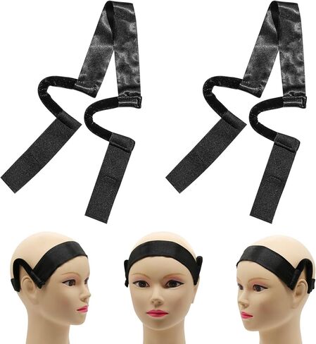2Pcs Black Glossy Satin New Material C-Shaped Painless Ear Wig, Soft Painless Wig Band with Ear Cut Outs Tools, Comfortable Earless Melting Band Supplies in Saudi Arabia