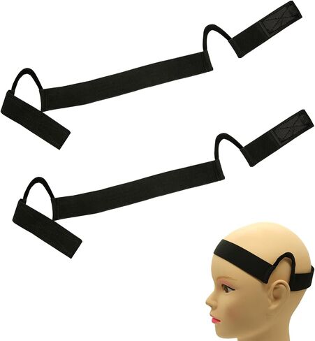 2Pcs Black Glossy Satin New Material C-Shaped Painless Ear Wig, Soft Painless Wig Band with Ear Cut Outs Tools, Comfortable Earless Melting Band Supplies in Saudi Arabia